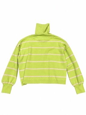 Free People Lime & Cream Striped Cowlneck Sweater